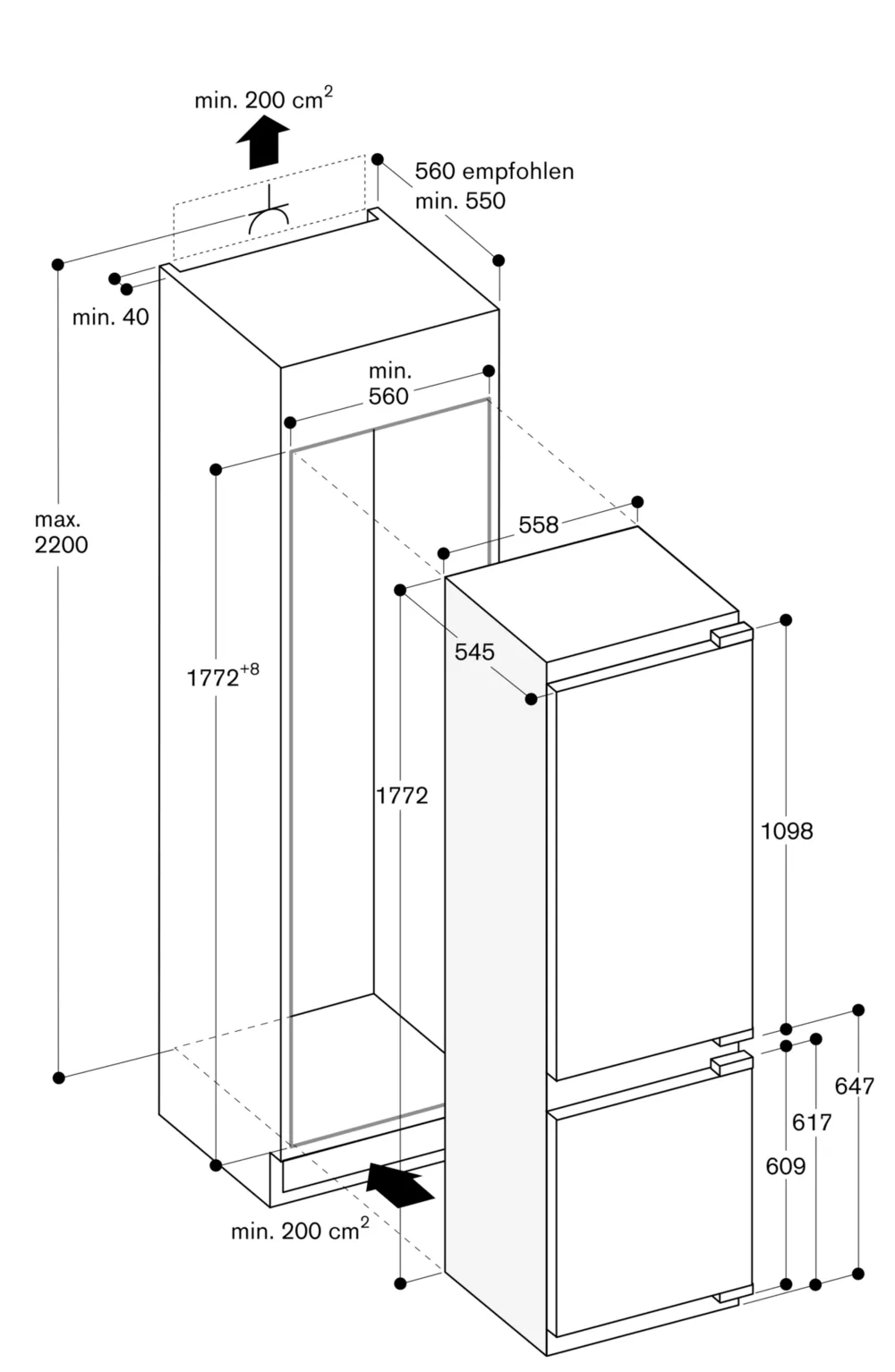 Serie 200 Kühl- und Gefrierkombination 177.5 x 56 cm - Thumbnail 6