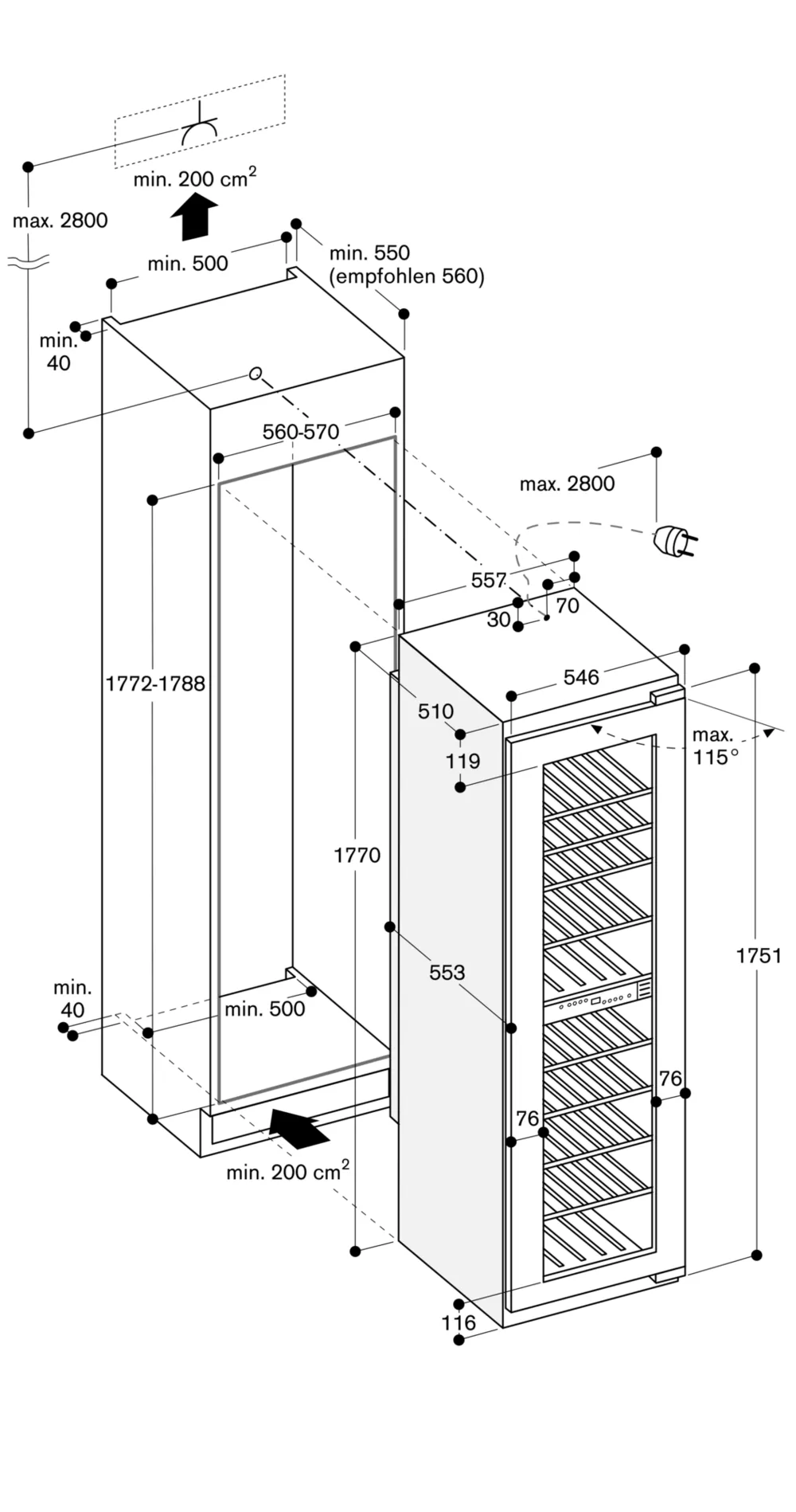 Serie 200 Weinklimaschrank 177.2 x 56 cm - Thumbnail 9