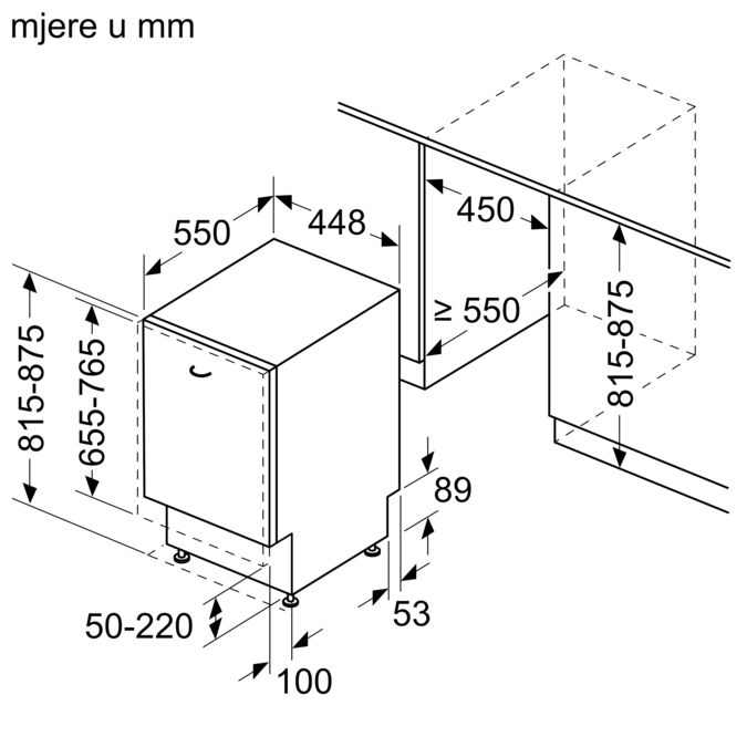 N 70 fully-integrated dishwasher 45 cm Variable hinge for special installation situations S897ZM800E S897ZM800E-9