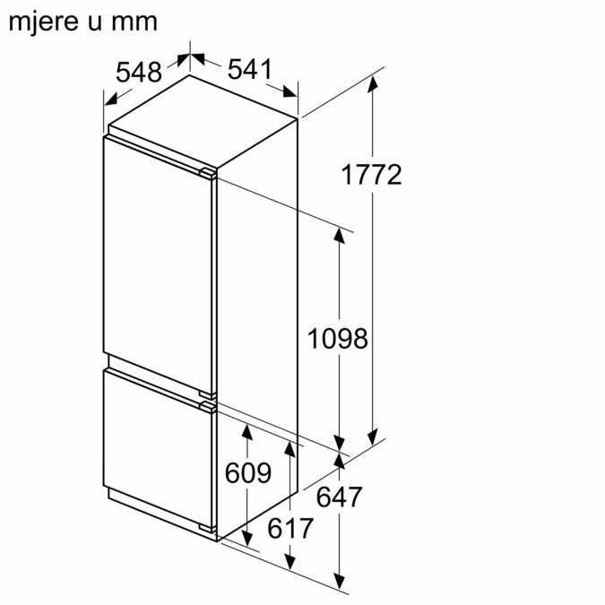 N 50 Ugradbeni hladnjak sa zamrzivačem na dnu 177.2 x 54.1 cm fiksna šarka KI5872FE0 KI5872FE0-6