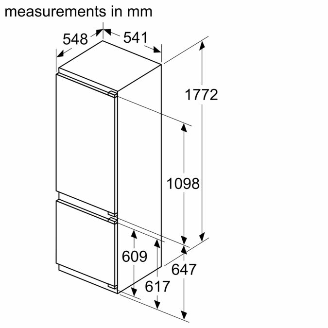 N 50 Vgradni hladilnik z zamrzovalnikom spodaj 177.2 x 54.1 cm ploščati tečaj KI5872FE0 KI5872FE0-6