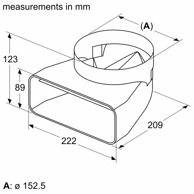 Liitoskappale ⌀ 150 mm, 90 ° pyöreä-litteä Z861SI1 Z861SI1-2
