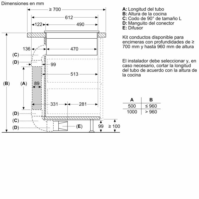 Placa de inducción con extractor integrado 80 cm sin marco inoxidable 3EBC989LU 3EBC989LU-8