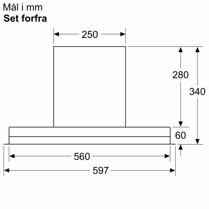 N 70 Integreret boksemhætte 60 cm klart glas med sort tryk D65XAM2S0 D65XAM2S0-8