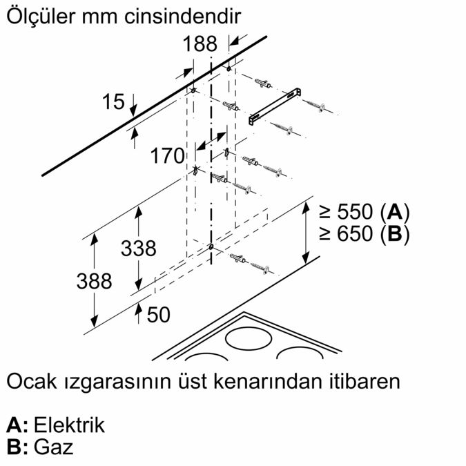 Duvar Tipi Davlumbaz 60 cm Siyah DVB6K760 DVB6K760-8