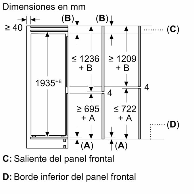 Frigorífico combi  integrable 193.5 x 55.8 cm Sistema de integración de puerta fija 3KID834F 3KID834F-9