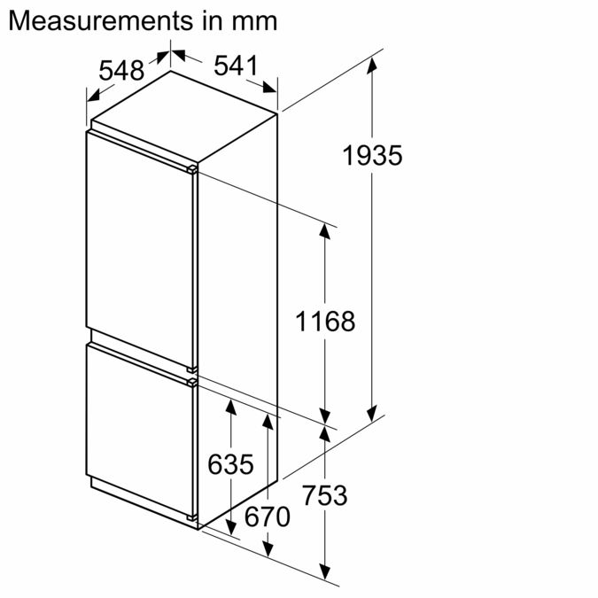 N 30 Built-in fridge-freezer with freezer at bottom 193.5 x 54.1 cm sliding hinge KI7961SE0 KI7961SE0-10