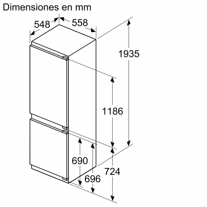 Frigorífico combi  integrable 193.5 x 55.8 cm Sistema de integración de puerta fija 3KID834F 3KID834F-7