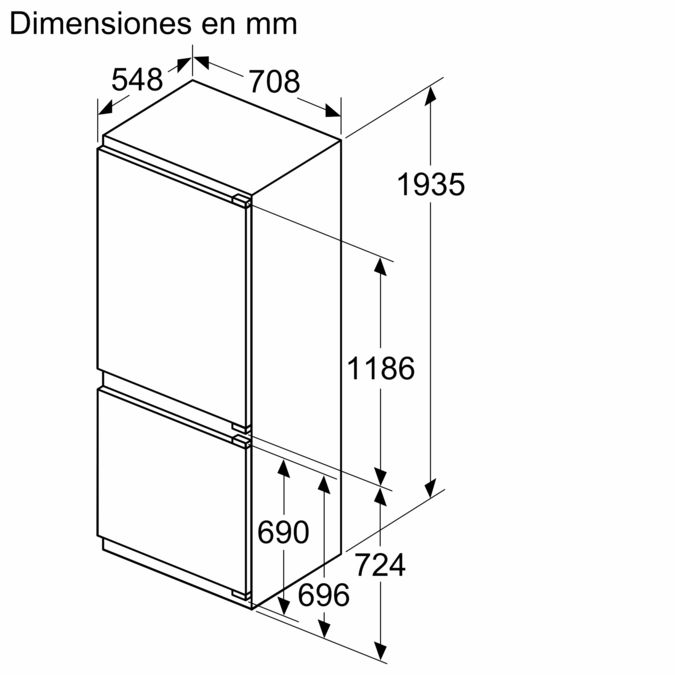 Frigorífico combi  integrable 193.5 x 70.8 cm Cierre SoftClose con puerta fija 3KID967F 3KID967F-8