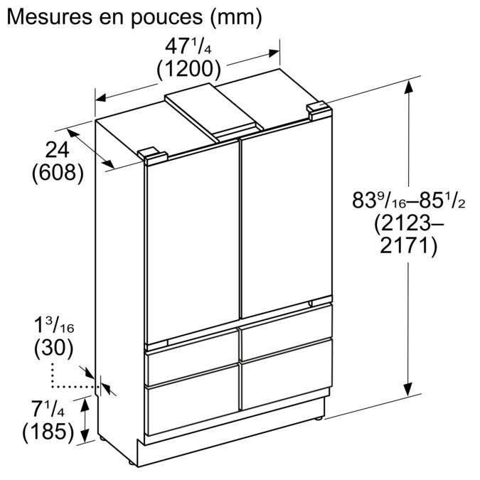 Freedom® Réfrigérateur combiné intégrable à portes françaises avec congélateur en bas Panel Ready T48IT100NP T48IT100NP-19