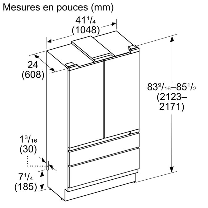 Freedom® Réfrigérateur combiné intégrable à portes françaises avec congélateur en bas Panel Ready T42IT100NP T42IT100NP-19