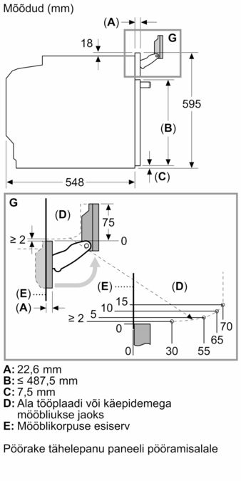 N 90 Integreeritav ahi aurutusfunktsiooniga 60 x 60 cm Flex disain B69FY5CY0 B69FY5CY0-11