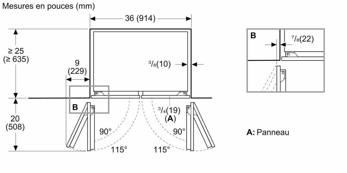 Freedom® Réfrigérateur combiné intégrable à portes françaises avec congélateur en bas 36'' Panel Ready T36IT100NP T36IT100NP-24