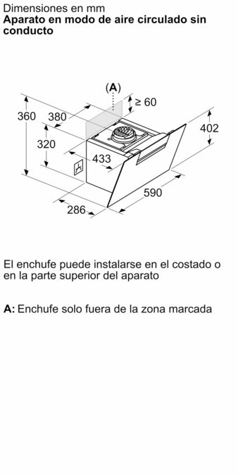 Campana decorativa de pared inclinada 60 cm Cristal blanco 3BC567GBH 3BC567GBH-12