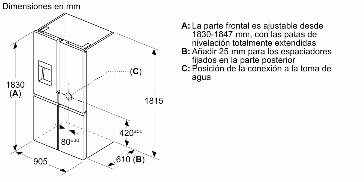 iQ700 Multipuerta 183 x 90.5 cm Acero antihuellas KF96DPPEA KF96DPPEA-16