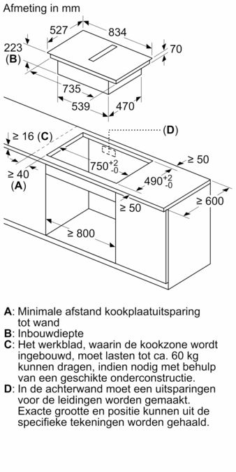 N 90 Inductiekookplaat met afzuiging 80 cm Flex Design V68YYX4C0 V68YYX4C0-10