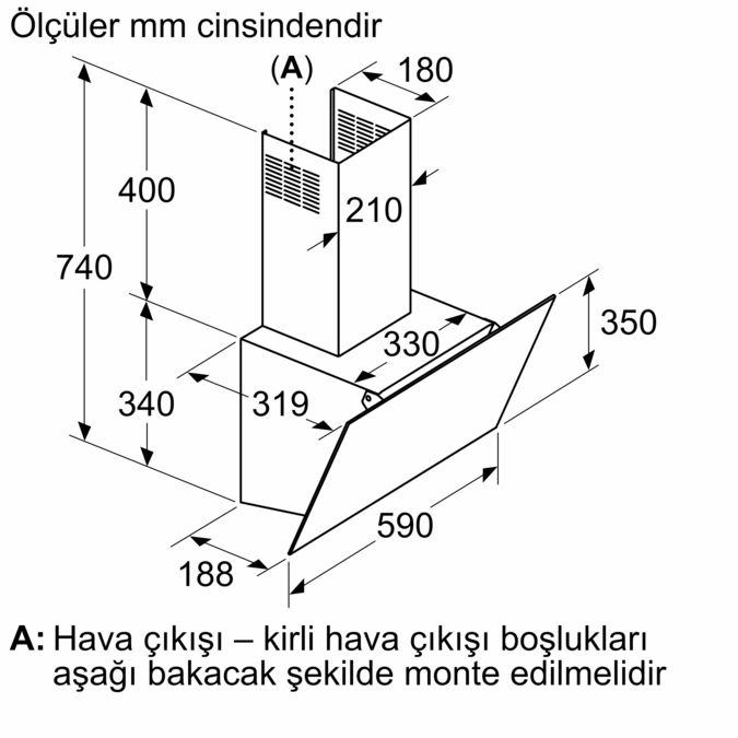 Duvar Tipi Davlumbaz 60 cm Beyaz Cam Yüzey DVK6J320 DVK6J320-6