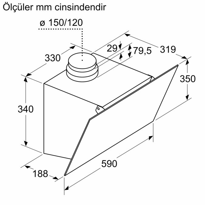 Duvar Tipi Davlumbaz 60 cm Beyaz Cam Yüzey DVK6J320 DVK6J320-7