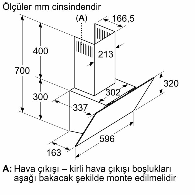 Duvar Tipi Davlumbaz 60 cm Beyaz Cam Yüzey DVK6J429 DVK6J429-6