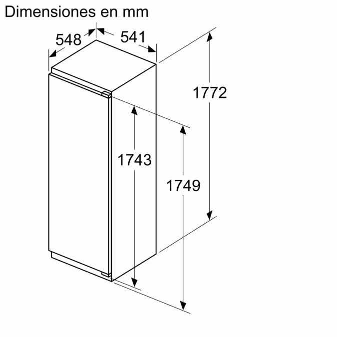 Frigorífico 1 puerta integrable 177.5 x 56 cm Sistema de integración de puerta fija 3FIE734S 3FIE734S-5