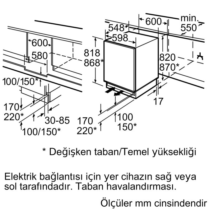 iQ500 built-under freezer 82 x 59.8 cm Düz Menteşe GU15DA50NE GU15DA50NE-5