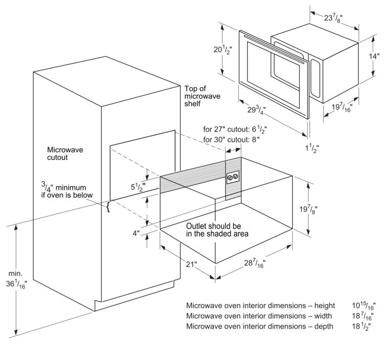 Built-In Microwave Oven 24'' Door hinge: Left MBES MBES-3