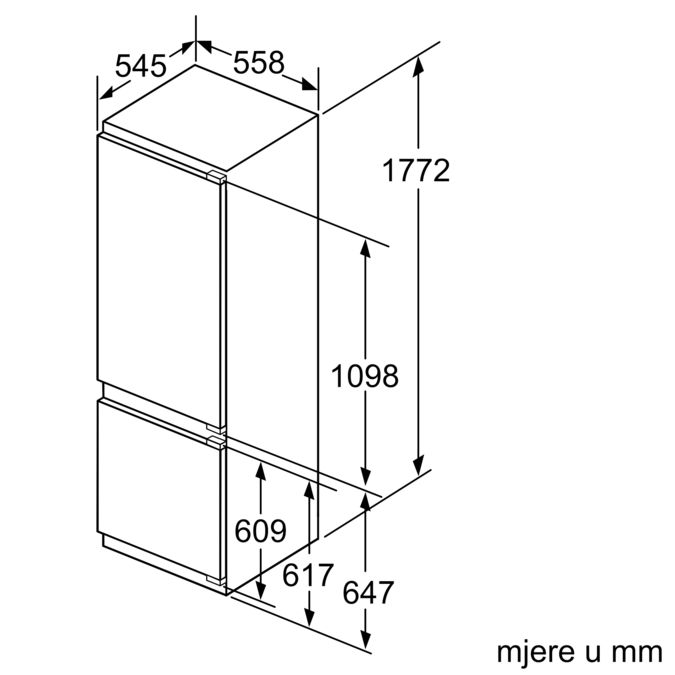N 70 Ugradbeni hladnjak sa zamrzivačem na dnu 177.2 x 55.8 cm fiksna šarka KI6873FE0 KI6873FE0-7