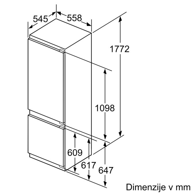 N 70 Vgradni hladilnik z zamrzovalnikom spodaj 177.2 x 55.8 cm ploščati tečaj KI6873FE0 KI6873FE0-7