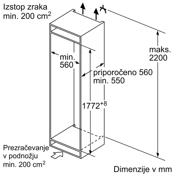 N 70 Vgradni hladilnik z zamrzovalnikom spodaj 177.2 x 55.8 cm ploščati tečaj KI6873FE0 KI6873FE0-8