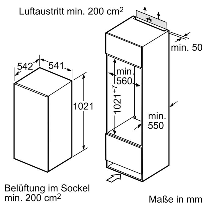 iQ100 Einbau-Kühlschrank 102.5 x 56 cm Flachscharnier KI20RNFF1 KI20RNFF1-6