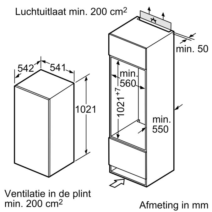 Inbouw koelkast met vriesvak 102.5 x 56 cm CK64305 CK64305-5