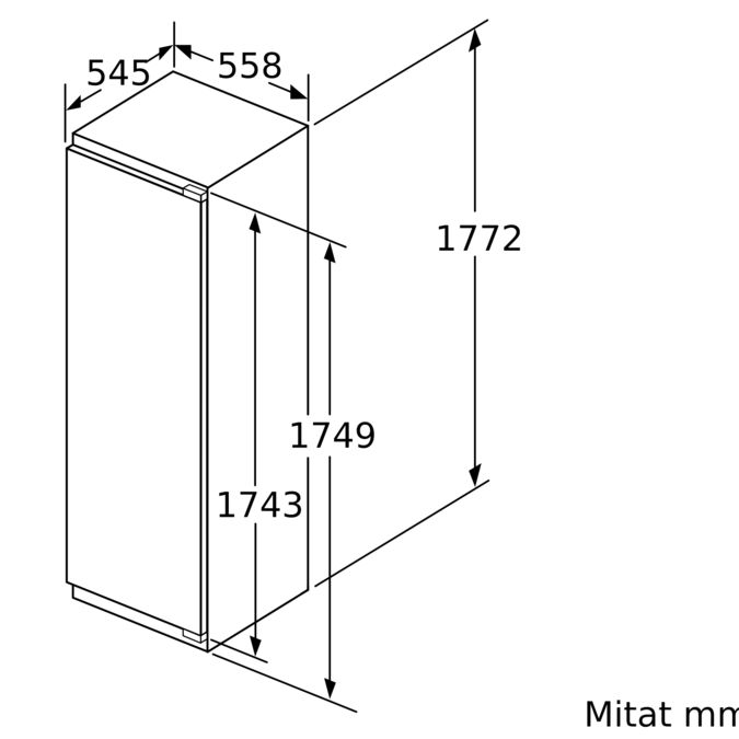 N 70 Kalustepeitteinen jääkaappi 177.5 x 56 cm KI1813D30 KI1813D30-4