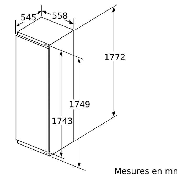N 70 Réfrigérateur intégrable avec compartiment congélation 177.5 x 56 cm soft close flat hinge KI2826D30 KI2826D30-8