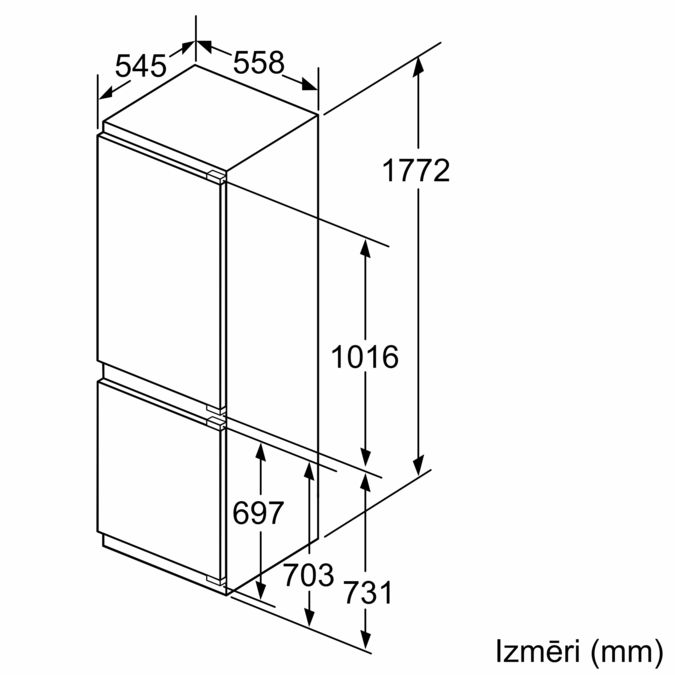 N 70 Iebūvējams ledusskapis – saldētava ar saldētavu apakšā 177.2 x 55.8 cm KI7863D30 KI7863D30-5