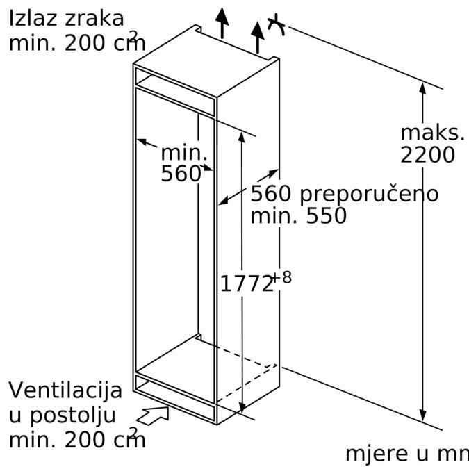 N 70 Ugradbeni hladnjak sa zamrzivačem na dnu 177.2 x 55.8 cm KI7863D30 KI7863D30-6