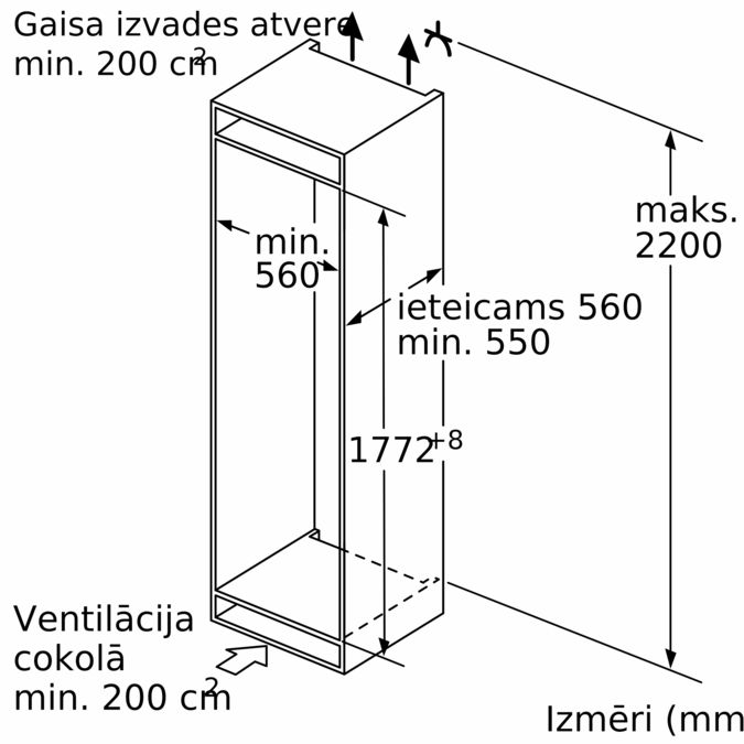 N 70 Iebūvējams ledusskapis – saldētava ar saldētavu apakšā 177.2 x 55.8 cm KI7863D30 KI7863D30-6