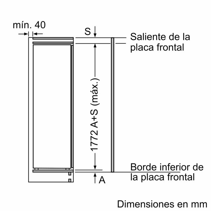 Frigorífico 1 puerta integrable 177.5 x 56 cm Sistema de integración de puerta fija 3FIE734S 3FIE734S-8