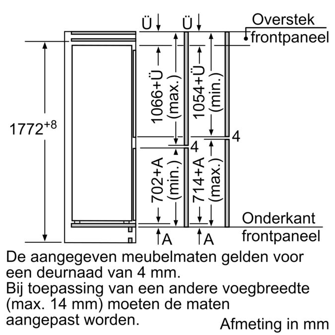 iQ100 Inbouw koel-vriescombinatie 177.2 x 54.1 cm Vlakscharnier KI34VV50 KI34VV50-8