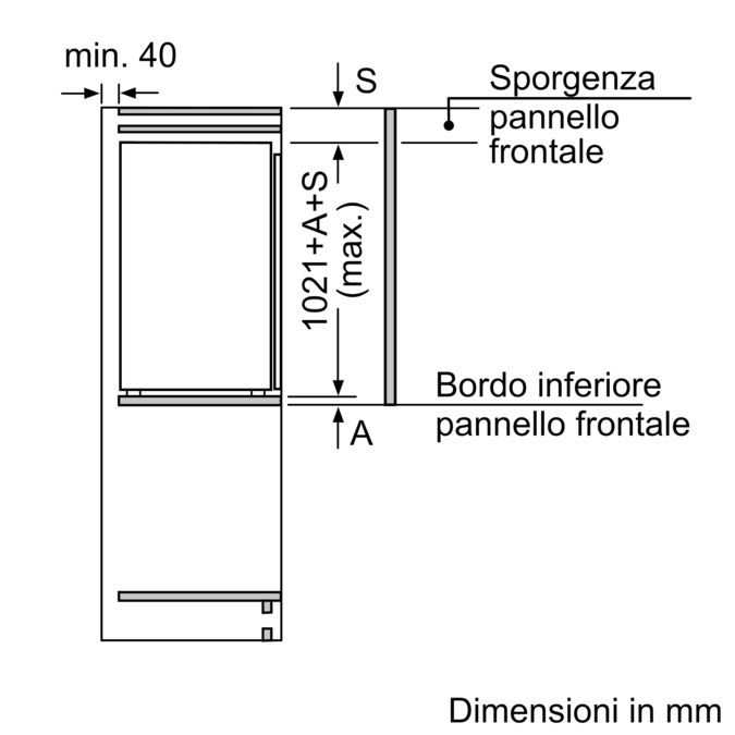 N 70 Frigorifero monoporta da incasso con congelatore 102.5 x 56 cm cerniera piatta soft closing KI2326DD0 KI2326DD0-3