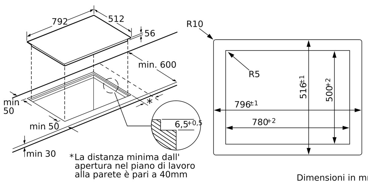 I - PIANO INC 80CM VETROCERAMICA Piano cottura in vetroceramica con comandi integrati T55T86X2 T55T86X2-2