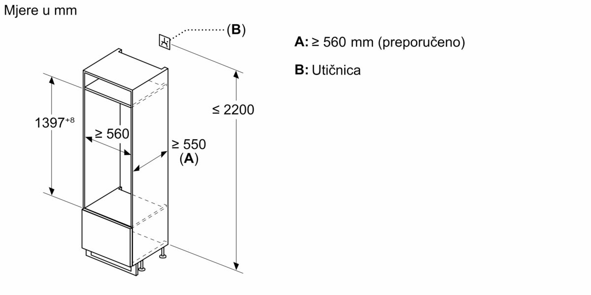N 90 Ugradbeni hladnjak 140 x 56 cm KI8513D30 KI8513D30-5