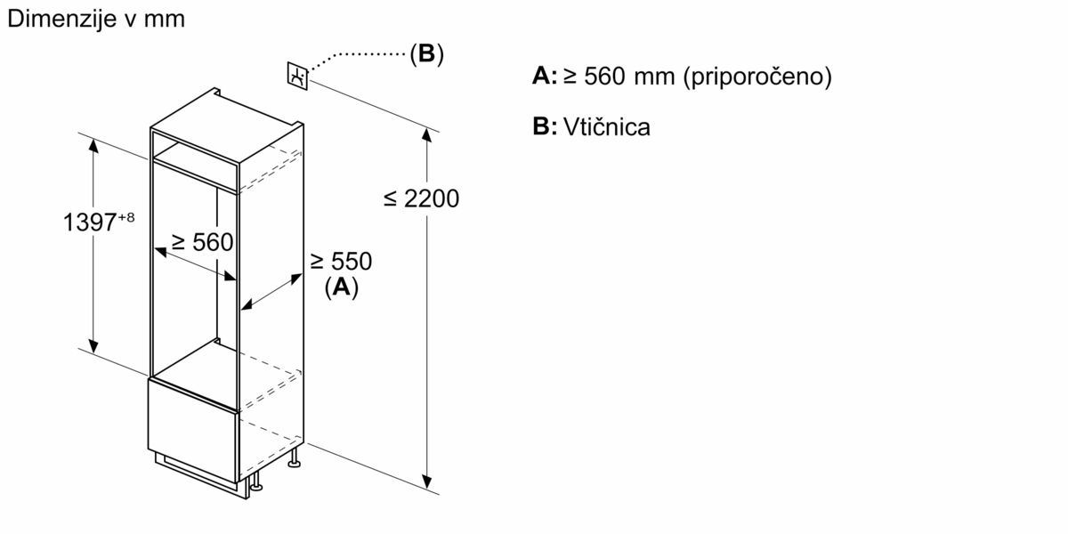 N 90 Vgradni hladilnik 140 x 56 cm KI8513D30 KI8513D30-5