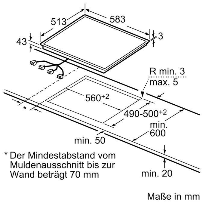 Elektrokochfeld 60 cm Schwarz, herdgesteuert CM33055 CM33055-3