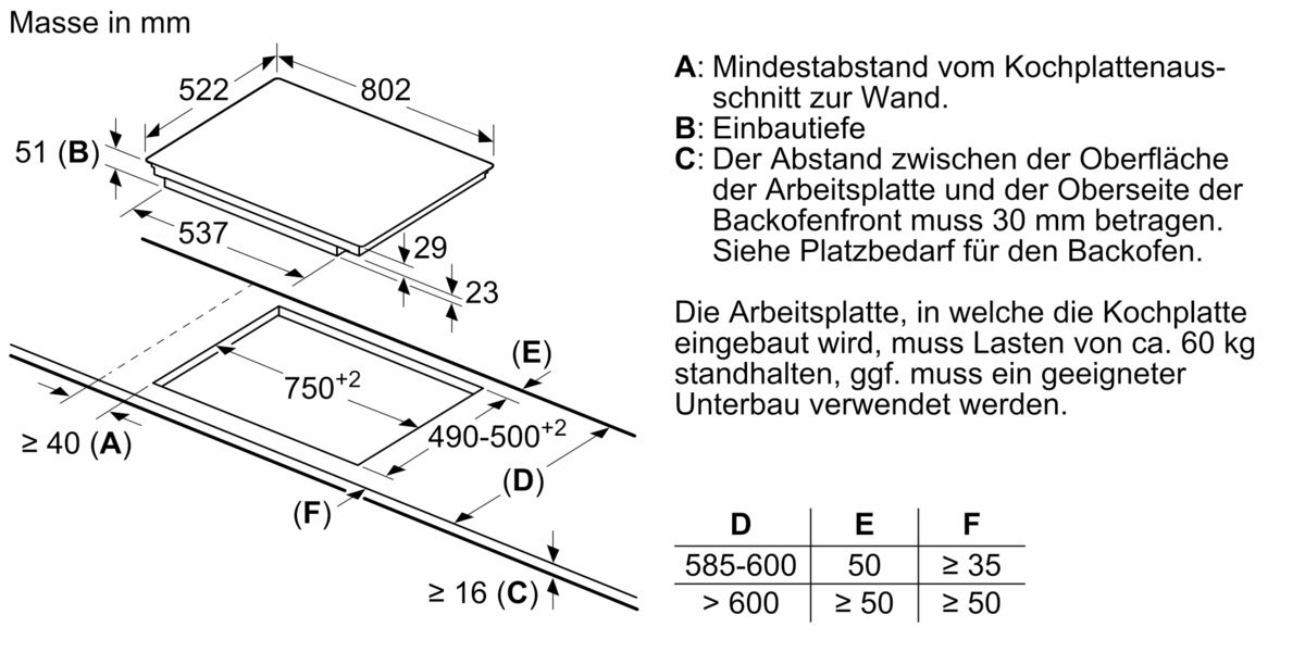 Induktionskochfeld 80 cm Autarkes Kochfeld, Schwarz T58UB10X0 T58UB10X0-8