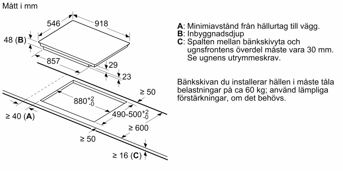N 90 Induktionshäll 90 cm Svart, surface mount with frame T59TS51N0 T59TS51N0-7