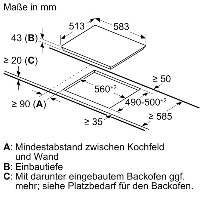 Elektro-Kochfeld 60 cm herdgesteuert, Schwarz, Mit Rahmen aufliegend CM323052 CM323052-7