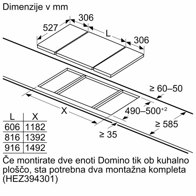 N 90 Domino plinska kuhalna plošča 30 cm Steklokeramika, Črna N23TA29N0 N23TA29N0-6