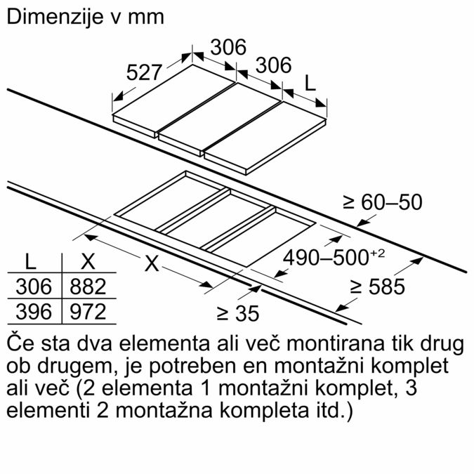 N 90 Domino plinska kuhalna plošča 30 cm Steklokeramika, Črna N23TA19N0 N23TA19N0-6