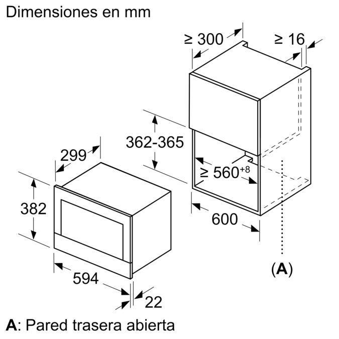 N 70 Microondas integrable 60 x 38 cm Acero inoxidable C17WR00N0 C17WR00N0-5