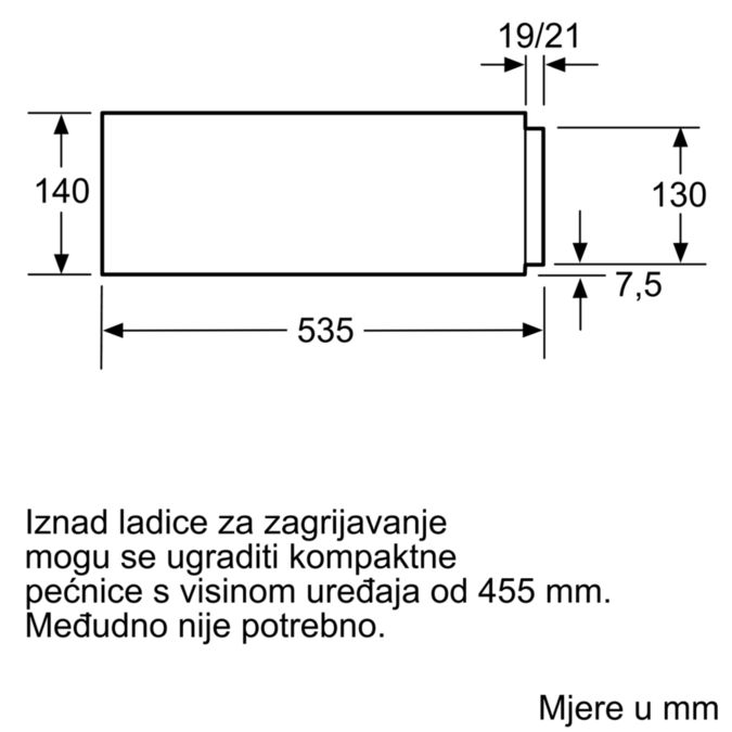 N 70 Built-in warming drawer 60 x 14 cm Graphite-Grey N17HH10G0 N17HH10G0-5